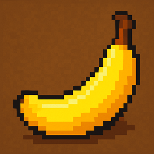 Pixel banana.
In-Game asset.  High contrast.  No shadows