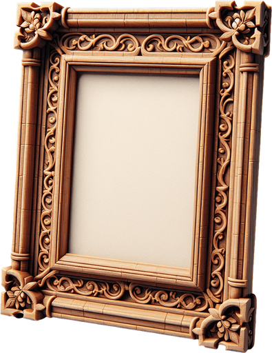 wooden photo frame.
Single Game Texture. In-Game asset. 2d. Blank background. High contrast. No shadows.
