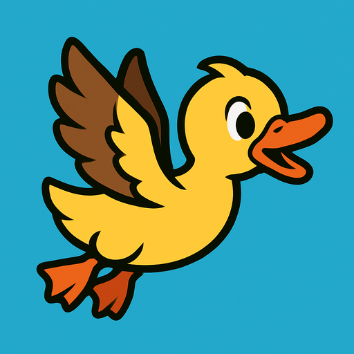 cartoon duck fly style.
In-Game asset.  2d.  High contrast.  No shadows