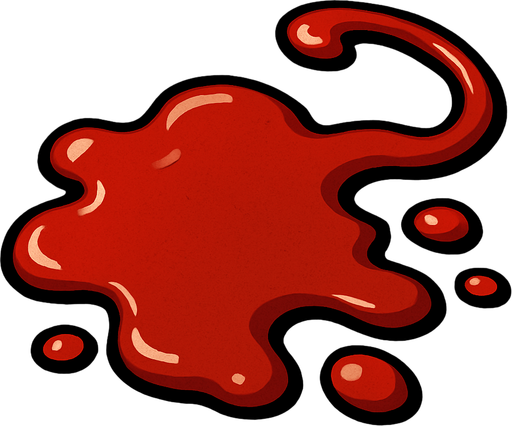 Dökülmüş ketçap.
In-Game asset.  2d.  High contrast.  No shadows