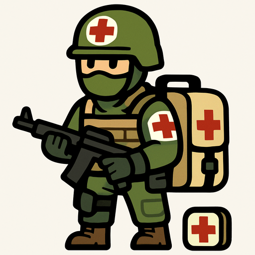 Medic Soldier.
In-Game asset.  2d.  High contrast.  No shadows