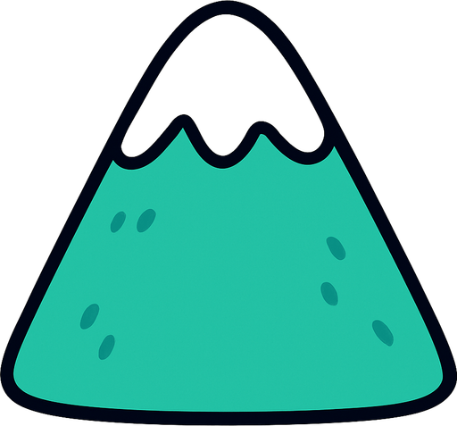 montaña tierna sin cara kawaii.
In-Game asset.  2d.  High contrast.  No shadows