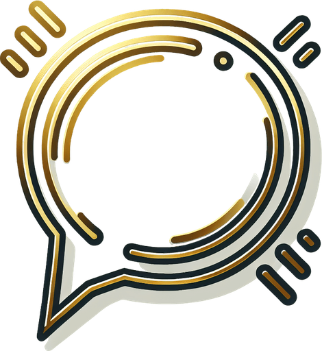 text bubble with golden lines, in front view.