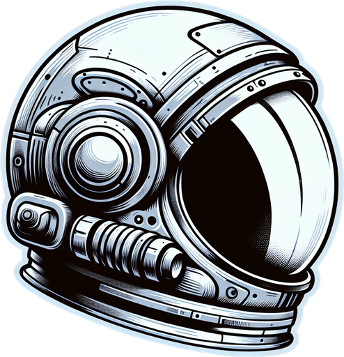 An astronauts helmet. Side profile. Cartoon..
Single Game Texture.  In-Game asset.  2d.  Blank background.  High contrast.  No shadows