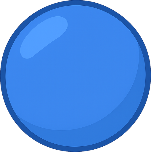 Make a blue ball. No background. Transparent background. Blank background. No shadows. 2d. In-Game asset. flat