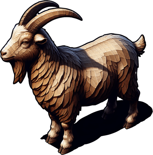 Goat.
Single Game Texture.  In-Game asset.  2d.  Blank background.  No shadows