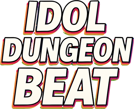Letras de color blanco, que digan "IDOL DUNGEON BEAT", que tengan un WordArt animado. En alta resolución para poner en una imagen 100 X 150
In-Game asset.  2d.  High contrast.  No shadows