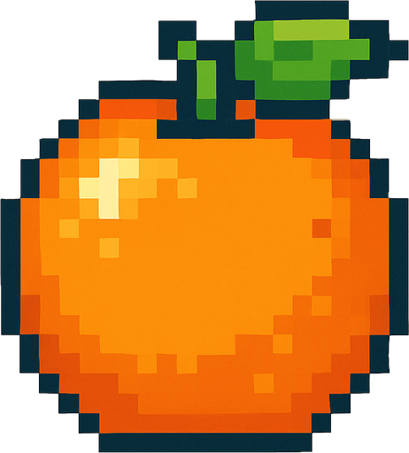 Make me a pixel 2d orange.
In-Game asset.  2d.  High contrast.  No shadows
