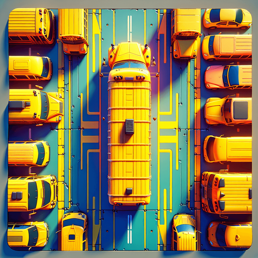 Yellow bus in a top down view.
Single Game Texture.  In-Game asset.  High contrast.  No shadows
