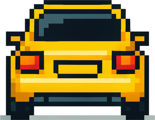 arkası dönük sarı bir araba ekle pixel şeklinde.
In-Game asset.  2d.  High contrast.  No shadows