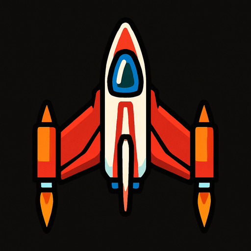 Klasik retro tarzı 2D Uzay Gemisi.
In-Game asset.  2d.  High contrast.  No shadows