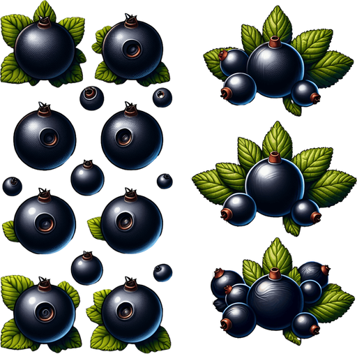 black currant.
Single Game Texture. In-Game asset. 2d. Blank background. High contrast. No shadows.