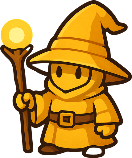 2d in game asset light (yellow) wizard.