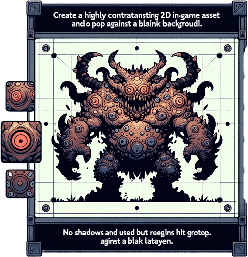 Monster.
Single Game Texture. In-Game asset. 2d. Blank background. High contrast. No shadows.