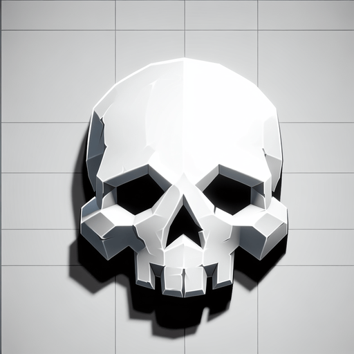 white scull.
Single Game Texture. In-Game asset. 2d. Blank background. High contrast. No shadows.