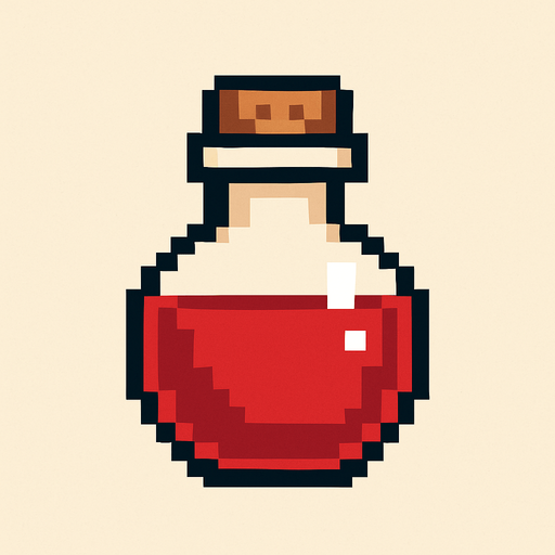 2d pixel art red heal pot bottle.
In-Game asset.  2d.  High contrast.  No shadows