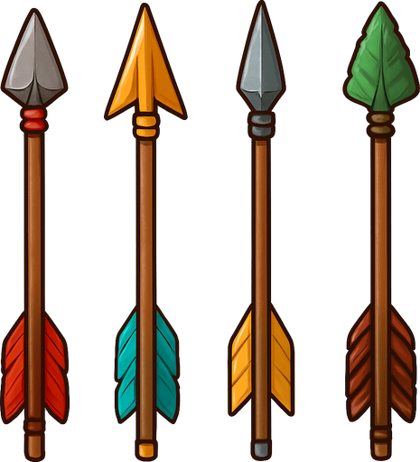 Bow arrows assets. HD colors.
In-Game asset.  2d.  High contrast.  No shadows