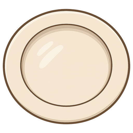 empty plate. No background. Transparent background. Blank background. No shadows. 2d. In-Game asset. flat