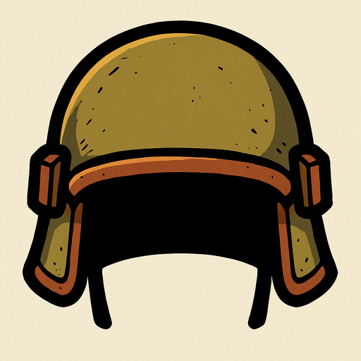 Asker kaskı. Önden bakış kayışı yok 
In-Game asset.  2d.  High contrast.  No shadows