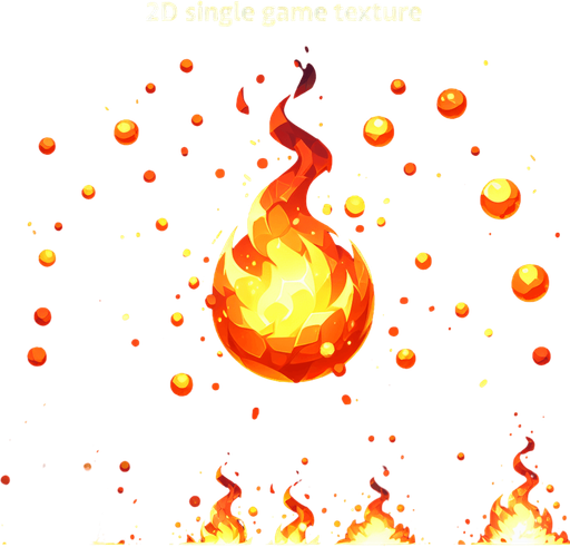 some fire particles Single Game Texture. In-Game asset. 2d. Blank background. High contrast. No shadows.