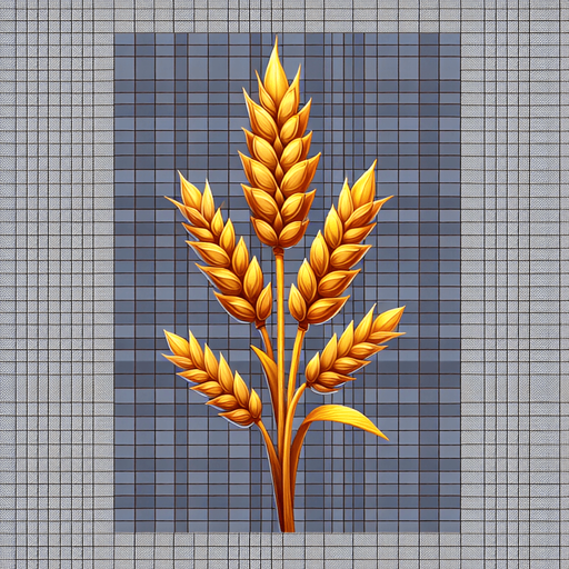 Wheat plant.
Single Game Texture.  In-Game asset.  2d.  Blank background.  High contrast.  No shadows
