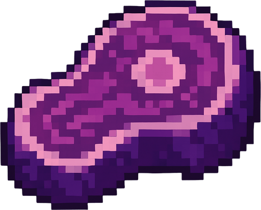 2d pixel art high quality purple monster meat.
In-Game asset.  2d.  High contrast.  No shadows