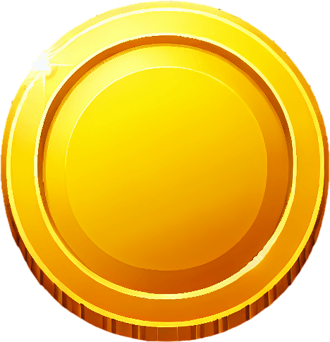 Yallow gold coin.
Single Game Texture. In-Game asset. 2d. Blank background. High contrast. No shadows.