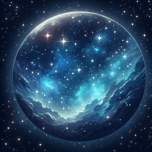 一个太空星空背景,唯美，浪漫.
Single Game Texture. In-Game asset. 2d. Blank background. High contrast. No shadows.