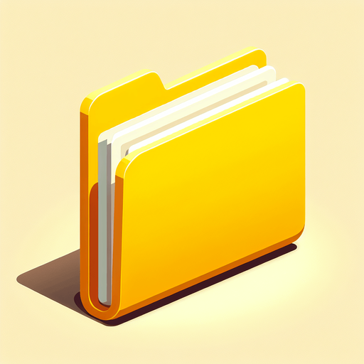 A yellow folder document.
Single Game Texture. In-Game asset. 2d. Blank background. High contrast. No shadows.