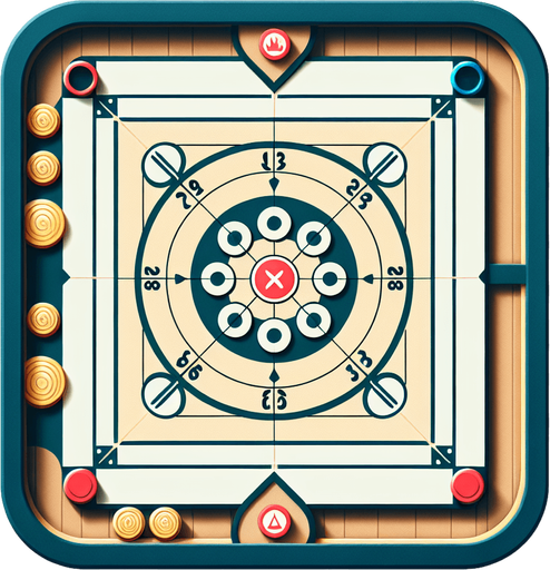 like a carrom.
Single Game Texture. In-Game asset. 2d. Blank background. High contrast. No shadows.