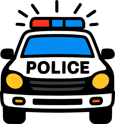 police car with flashing lights.
In-Game asset.  2d.  High contrast.  No shadows