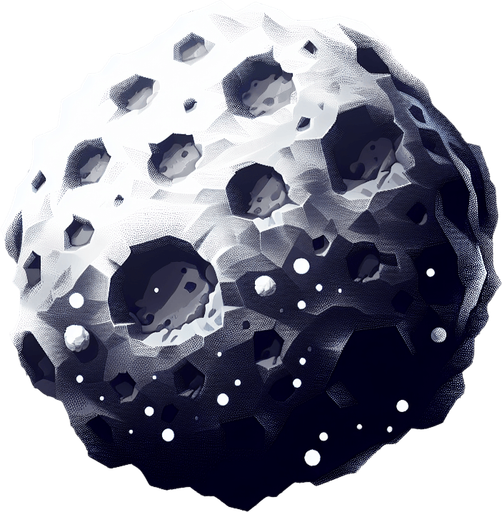 asteroid.
Single Game Texture.  In-Game asset.  Blank background.  High contrast.  No shadows