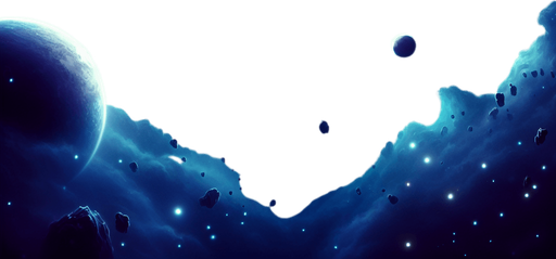 A vibrant and dynamic 2D space background for a top-down space shooter game. The scene features a deep, dark space filled with glowing nebulae in shades of blue and purple, scattered distant stars, and swirling cosmic dust. A subtle parallax effect is suggested with faintly glowing planets and asteroids in the background. The atmosphere is slightly mysterious and futuristic, with soft light gradients to create depth. The overall tone is immersive but does not distract from gameplay, ensuring clear visibility of player and enemy ships..
Single Game Texture.  Blank background.  High contrast.  No shadows