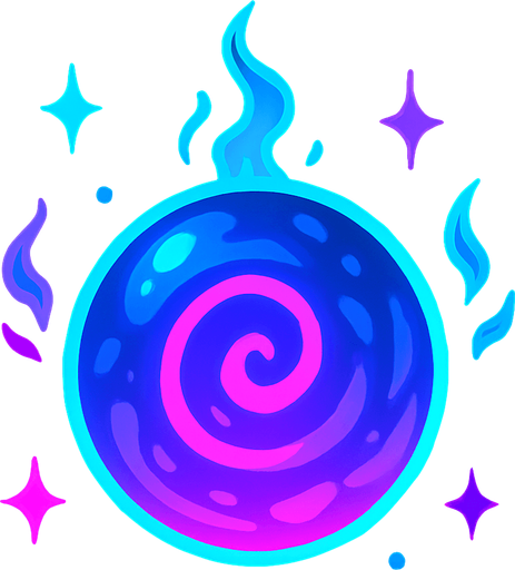mystical neon ball.
In-Game asset.  2d.  High contrast.  No shadows