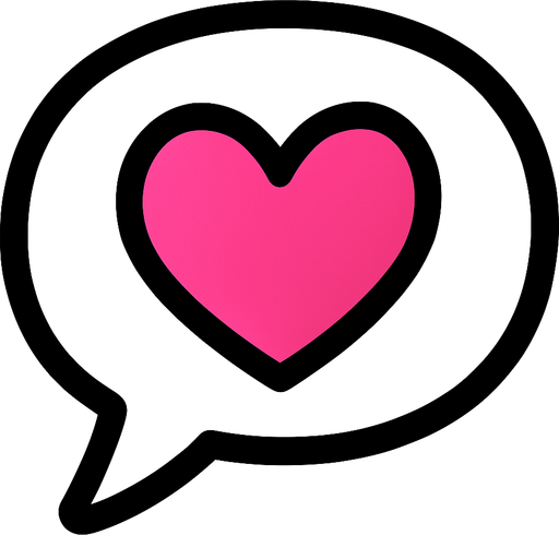 Create a cute speech bubble with a heart.
In-Game asset.  2d.  High contrast.  No shadows