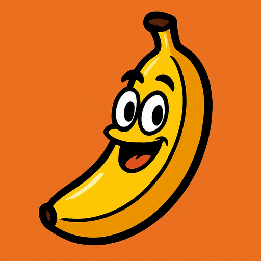 banana cartoon stile.
In-Game asset.  2d.  High contrast.  No shadows
