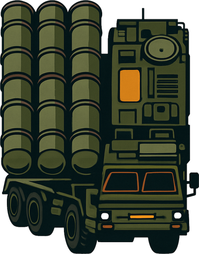 S-300 Anti Air system from the bird view.
In-Game asset.  2d.  High contrast.  No shadows