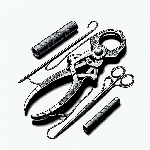 String cutters.
Single Game Texture.  In-Game asset.  2d.  Blank background.  High contrast.  No shadows