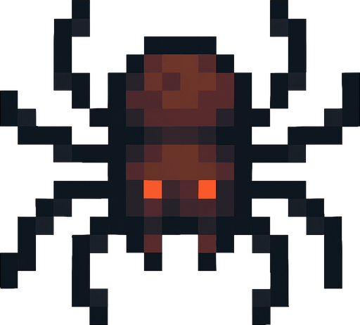 Spider pixel.
In-Game asset.  2d.  High contrast.  No shadows
