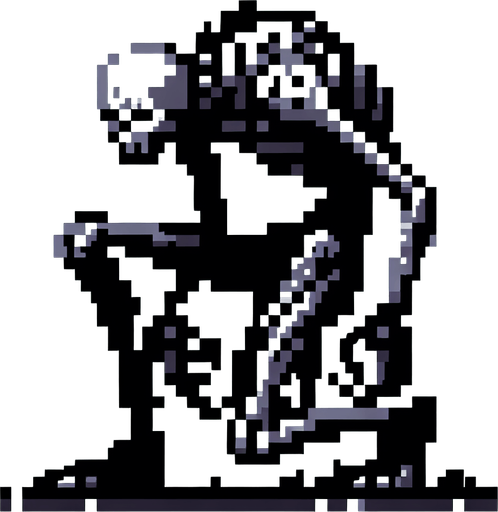 Single Game Texture. In-Game asset. 2d. Blank background. High contrast. No shadows. A pixel art sprite in a Super Nintendo, Super Castlevania style that looks like a skeleton zombie that is haunched over