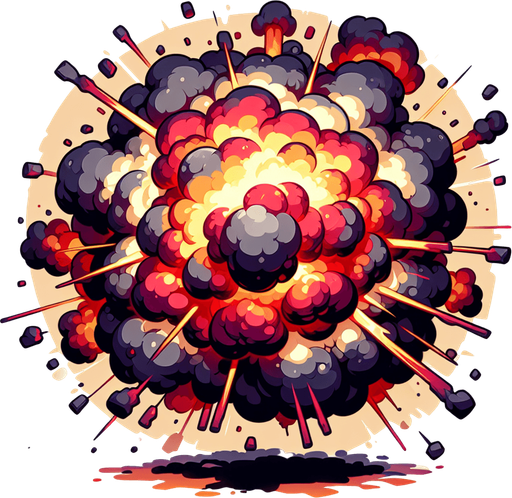 explosion.
Single Game Texture. In-Game asset. 2d. Blank background. High contrast. No shadows.