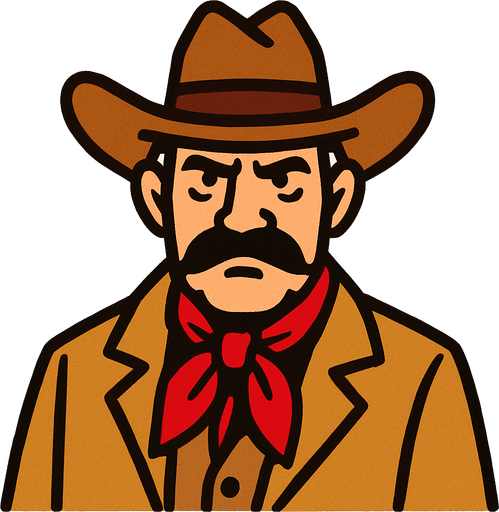 Señor vaquero.
In-Game asset.  2d.  High contrast.  No shadows