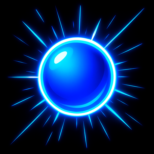A Super Blue Laser Ball 2D.
In-Game asset.  2d.  High contrast.  No shadows
