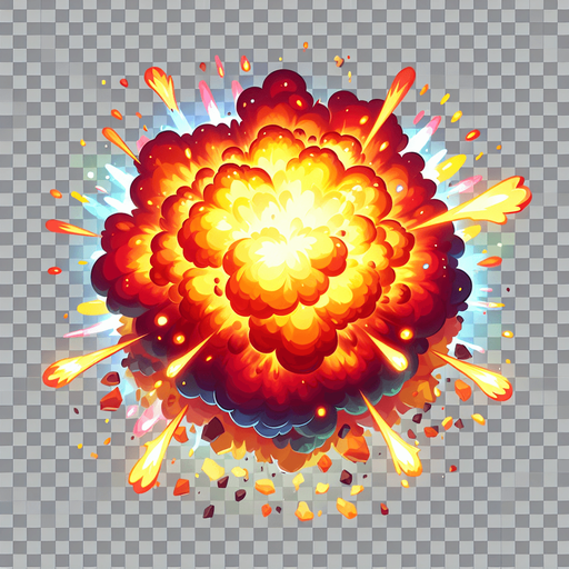 Explosion.
Single Game Texture. In-Game asset. 2d. Blank background. High contrast. No shadows.