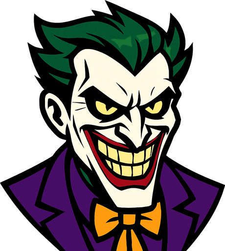 Süper kötü olan joker'in kafasını oluştur.
In-Game asset.  High contrast.  No shadows