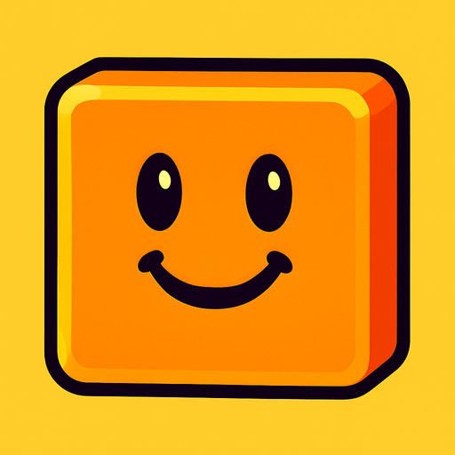 Happy orange block.
In-Game asset.  2d.  High contrast.  No shadows