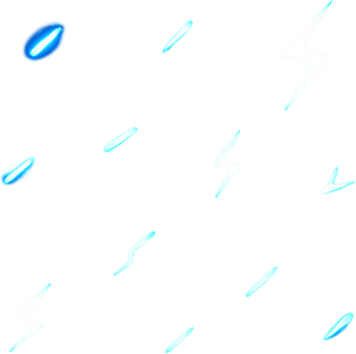 Tiny, electric-like sparks

```
- Shape: Small line/dash or tiny lightning bolt
- Color: Bright cyan (#00FFFF) or electric blue (#0088FF)
- Intensity: Very bright, almost overexposed look.
In-Game asset.  2d.  High contrast.  No shadows