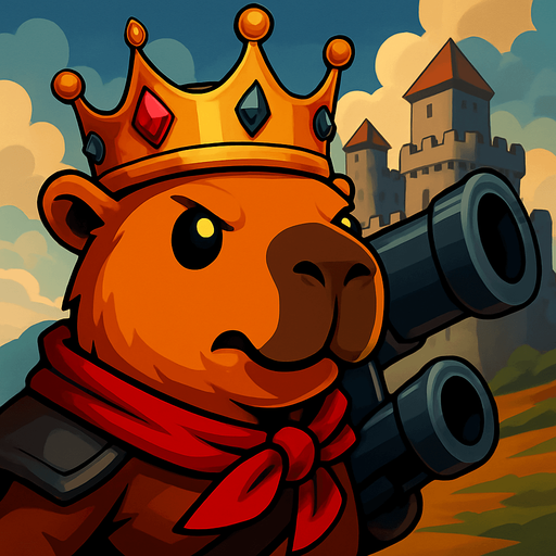 El rey tambien esta listo para pelear en el castillo de fondo.