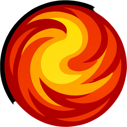 red and yellow mix orb.
In-Game asset.  2d.  High contrast.  No shadows