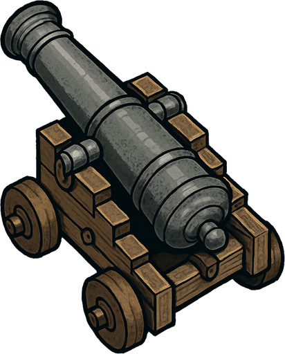 17. century grey cannon for seaside only naked shooting cannon topdownlook medieval-semirealistic,.
In-Game asset.  2d.  High contrast.  No shadows